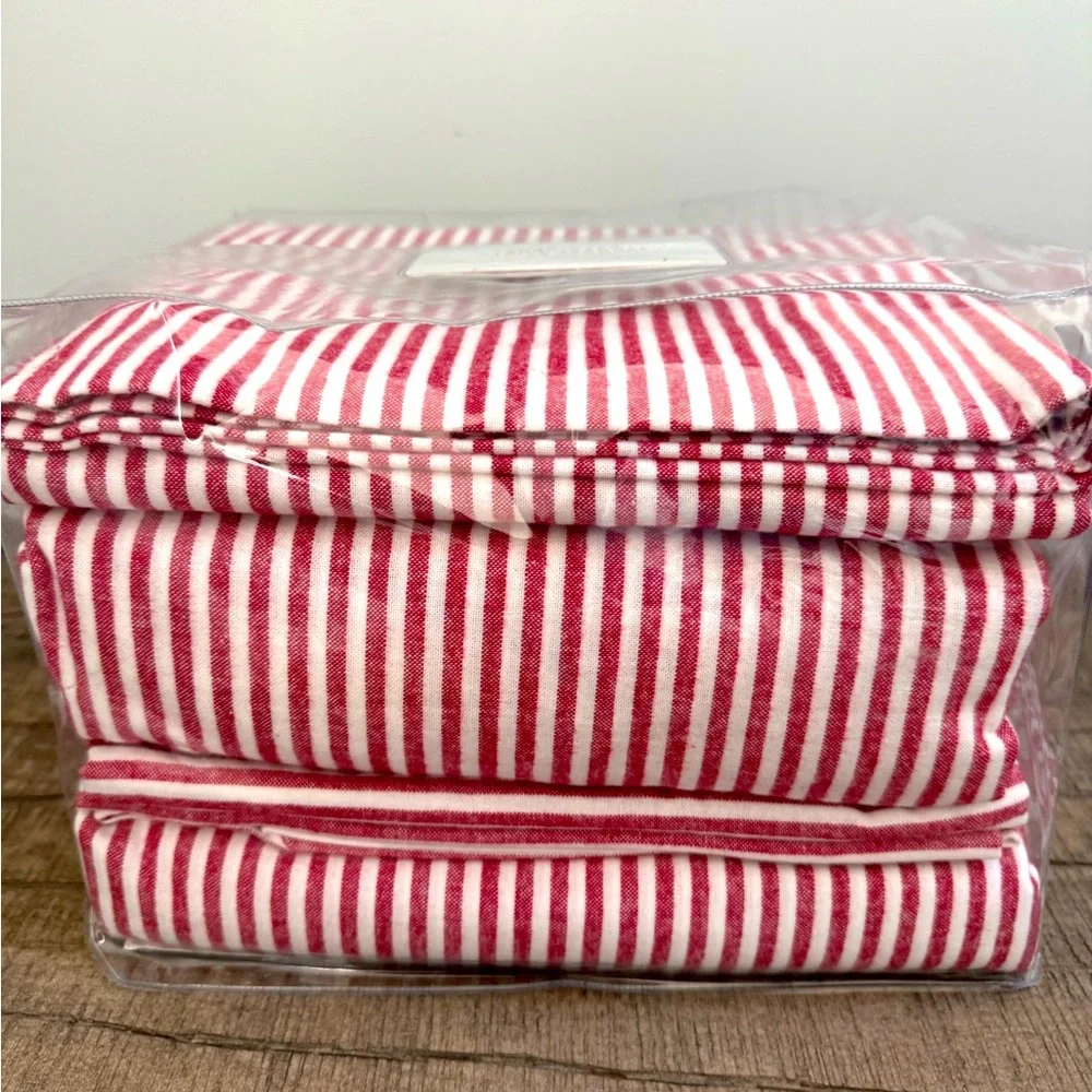RH stripe flannel bedding sheets set size Queen
